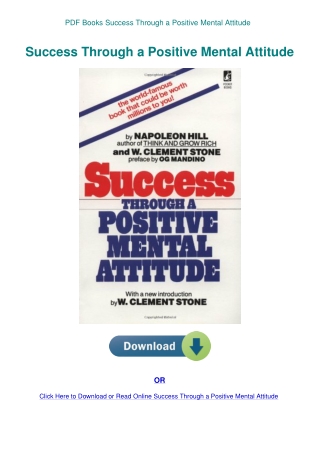 PDF Books Success Through a Positive Mental Attitude