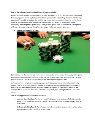 how to start playing poker with real money