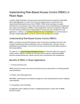 Implementing Role-Based Access Control (RBAC) in React Apps