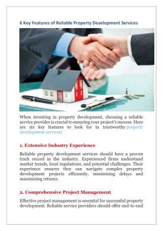 6 key features of reliable property development