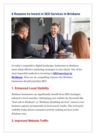 6 Reasons to Invest in SEO Services in Brisbane