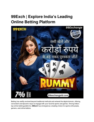 99Exch _ Explore India’s Leading Online Betting Platform