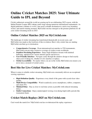 Online Cricket Matches 2025 Your Ultimate Guide to IPL and Beyond