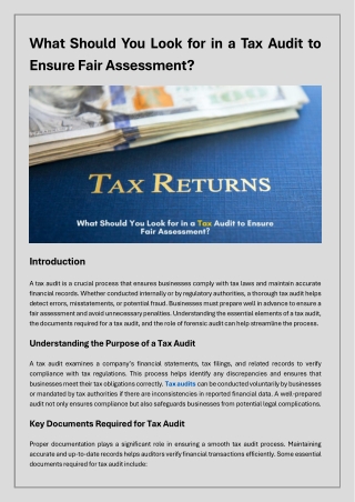 What Should You Look for in a Tax Audit to Ensure Fair Assessment