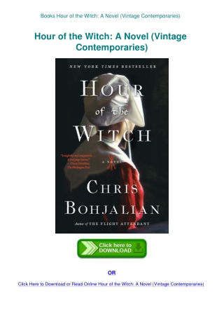 Books Hour of the Witch A Novel (Vintage Contemporaries)