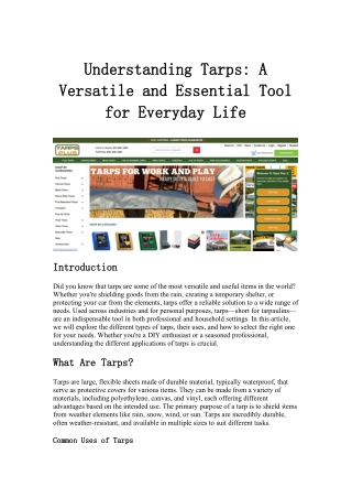 understanding understanding tarps versatile