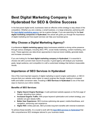 Best Digital Marketing Strategies for Business Growth in Hyderabad