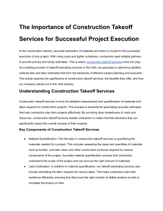 the importance of construction takeoff