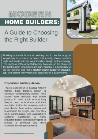 Modern Home Builders: A Guide to Choosing the Right Builder