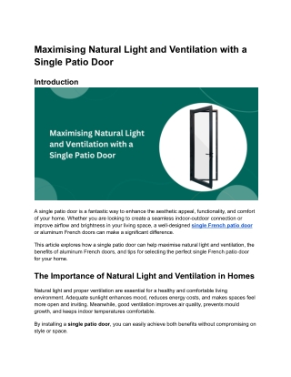 Maximising Natural Light and Ventilation with a Single Patio Door