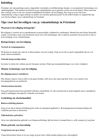 Tips voor het beveiligen van je vakantiehuisje in Friesland