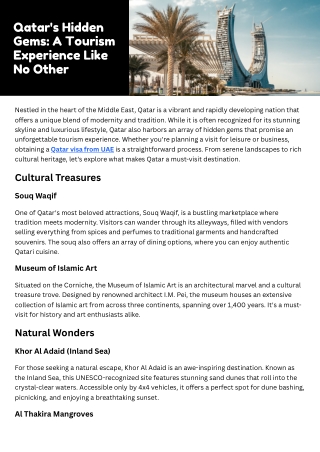 Qatar's Hidden Gems A Tourism Experience Like No Other