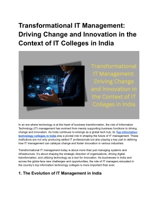 Transformational IT Management_ Driving Change and Innovation in the Context of IT Colleges in India
