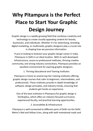 Why Pitampura is the Perfect Place to Start Your Graphic Design Journey