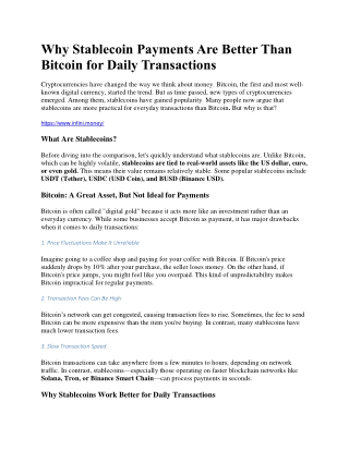Why Stablecoin Payments Are Better Than Bitcoin for Daily Transactions
