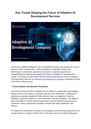 Key Trends Shaping the Future of Adaptive AI Development Services
