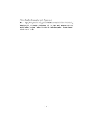 Danfoss Commercial Scroll Compressor
