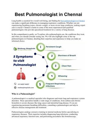 Best Pulmonologist in Chennai