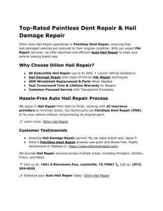 top rated paintless dent repair hail damage repair