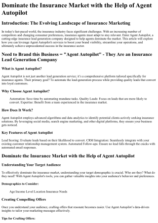 dominate the insurance market with the help