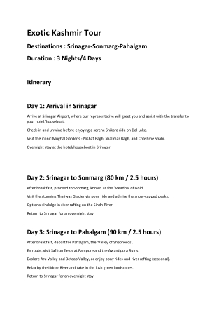 Exotic Kashmir Tour pdf