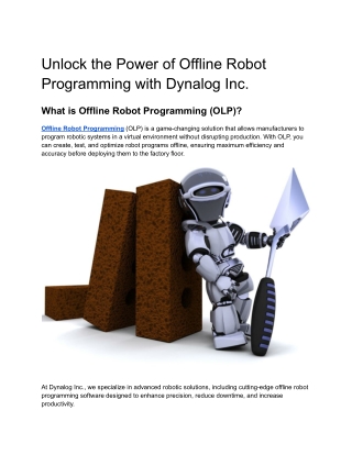 Unlock the Power of Offline Robot Programming with Dynalog Inc