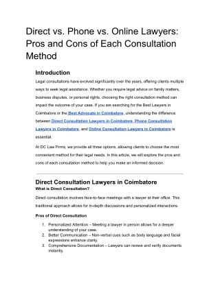 direct vs phone vs online lawyers pros and cons