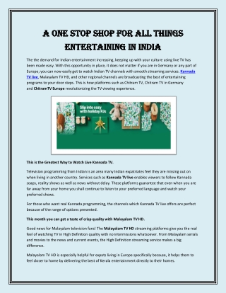 A one stop shop for all things entertaining in India