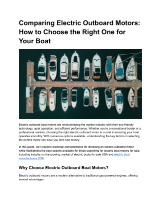 Comparing Electric Outboard Motors_ How to Choose the Right One for Your Boat