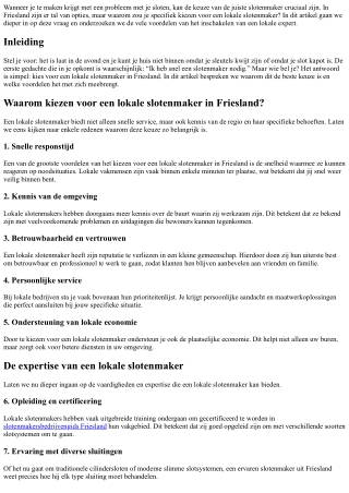 Waarom kiezen voor een lokale slotenmaker in Friesland?