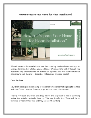 How to Prepare Your Home for Floor Installation