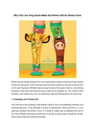 Why The Lion King Socks Make the Perfect Gift for Disney Fans