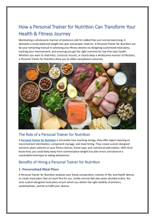 How a Personal Trainer for Nutrition Can Transform Your Health & Fitness Journey