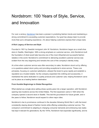 Nordstrom: 100 Years of Style, Service, and Innovation