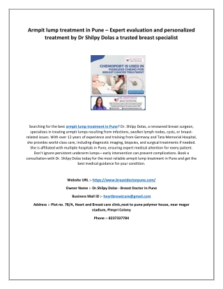 Armpit lump treatment in Pune – Expert evaluation and personalized treatment by