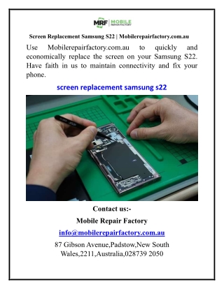 Screen Replacement Samsung S22  Mobilerepairfactory.com.au