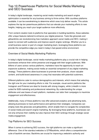 Top 10 Powerhouse Platforms for Social Media Marketing and SEO Success
