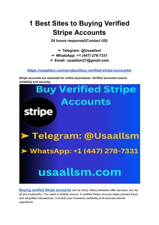 1 Best Sites to Buying Verified Stripe Accounts