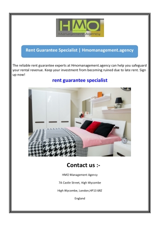 Rent Guarantee Specialist  Hmomanagement.agency