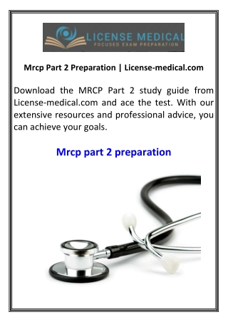 Mrcp Part 2 Preparation  License-medical.com