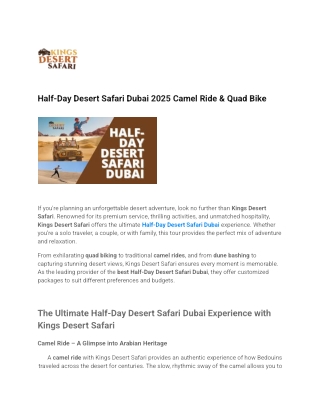 Half-Day Desert Safari Dubai 2025 Camel Ride & Quad Bike
