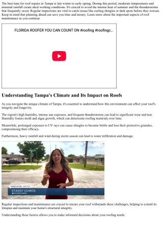 the best time for roof repairs in tampa is late