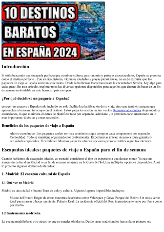 Escapadas ideales: paquetes de viaje a España para el fin de semana