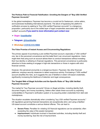 The Perilous Path to Financial Falsification_ Unveiling the Dangers of _Buy USA Verified Payoneer Accounts_