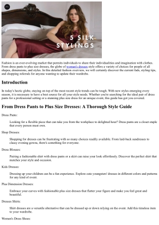 From Dress Pants to Plus Size Dresses: An Extensive Style Overview