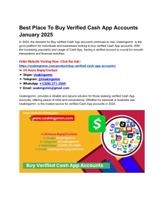 Best Place To Buy Verified Cash App Accounts January 2025