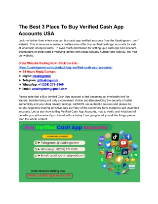 The Best 3 Place To Buy Verified Cash App Accounts USA