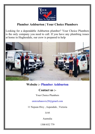 plumber ashburton your choice plumbers