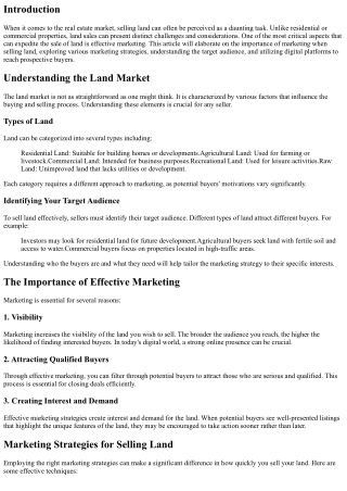 The Importance of Marketing When Selling Land