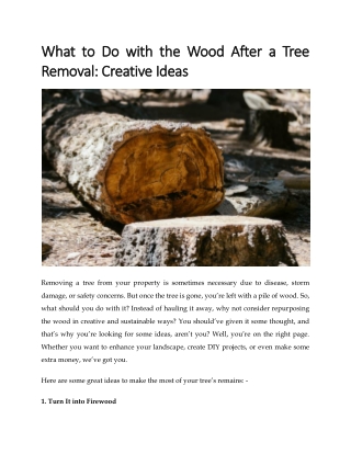 What to Do with the Wood After a Tree Removal: Creative Ideas